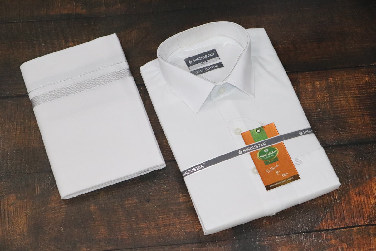 White Shirt + 30k Silver Jari Combo Set