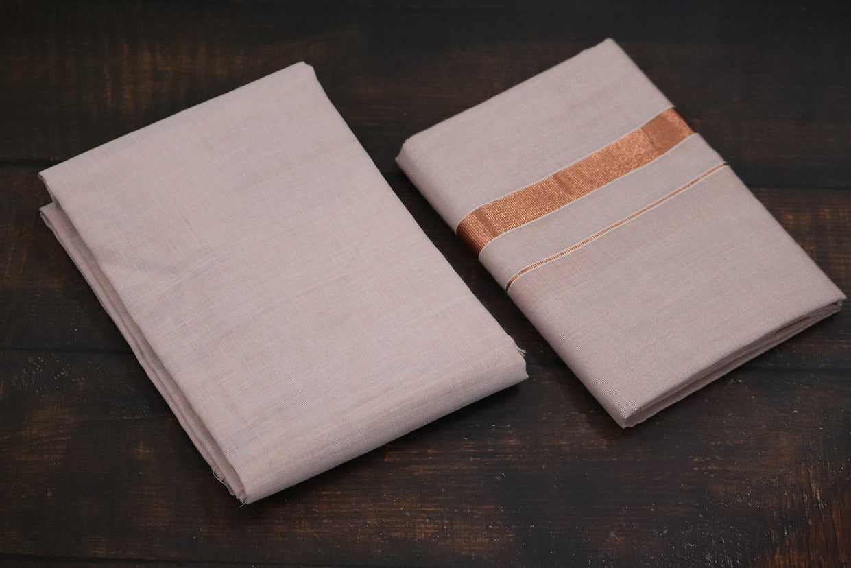 Artsilk Copper Shirt Material +Dhoti