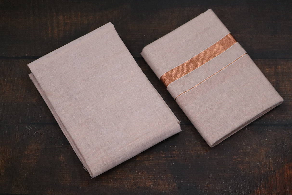 Artsilk Copper Shirt Material +Dhoti