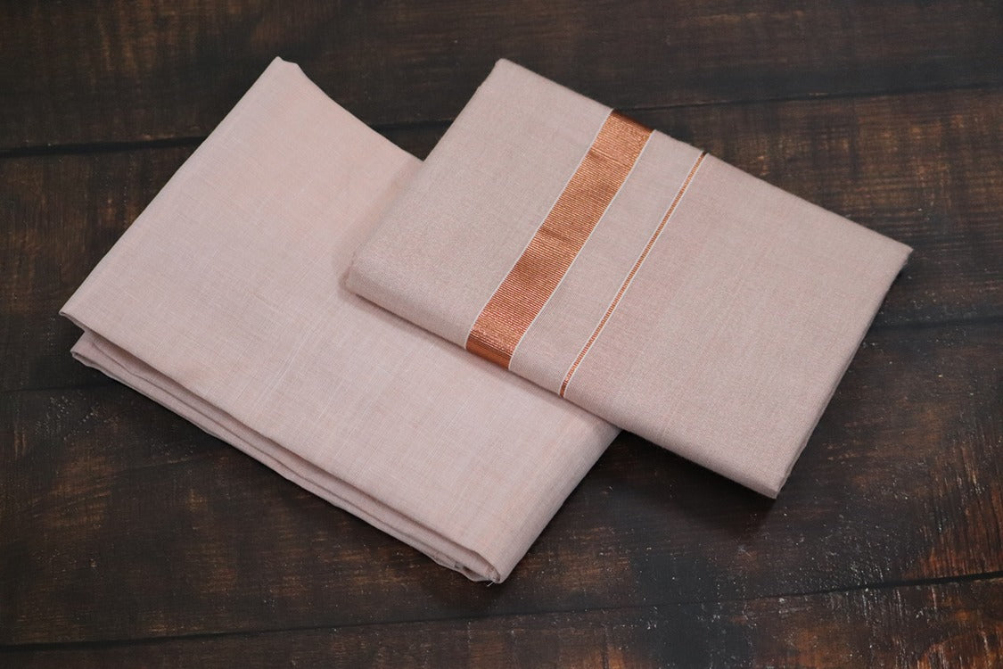 Artsilk Copper Shirt Material +Dhoti