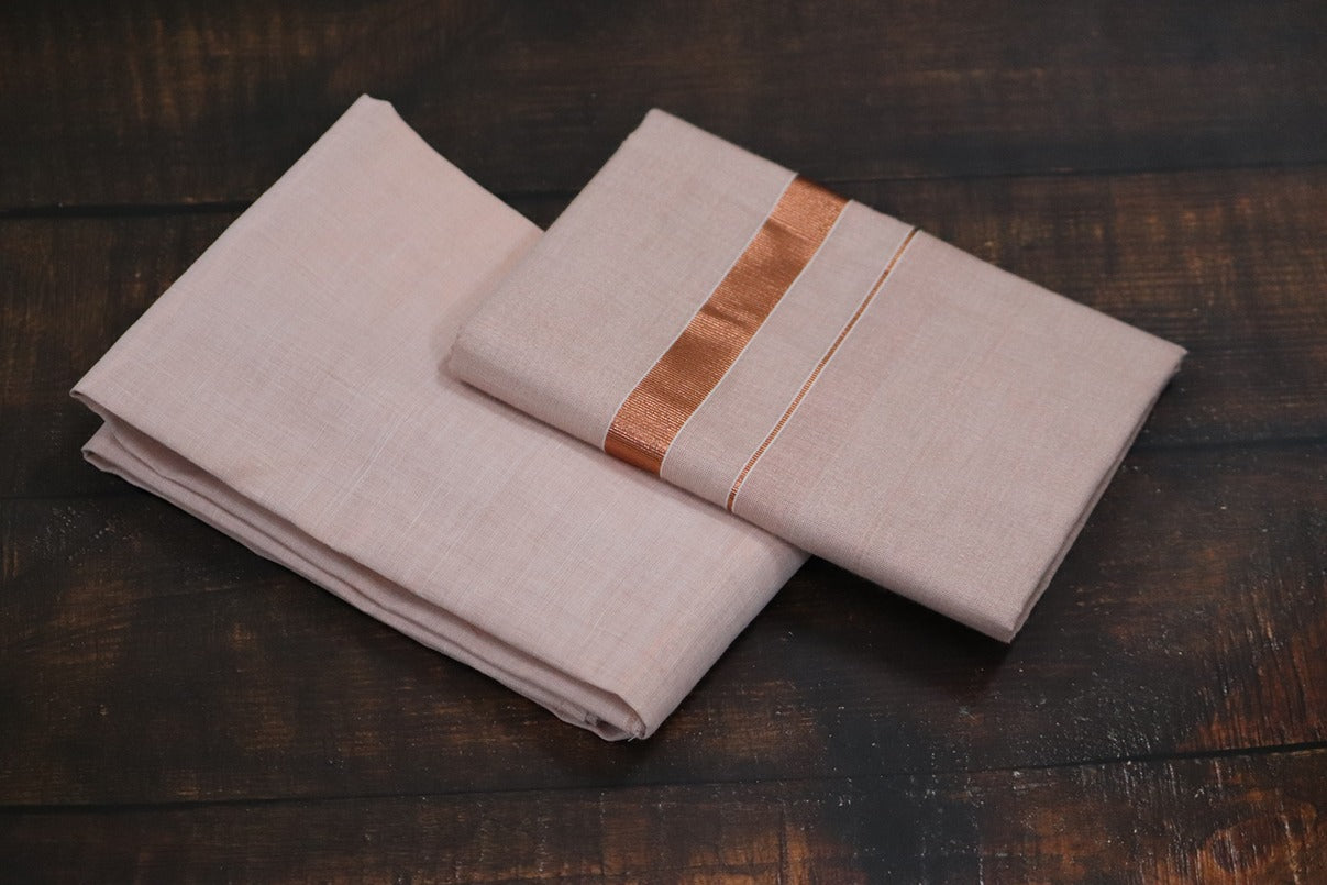 Artsilk Copper Shirt Material +Dhoti