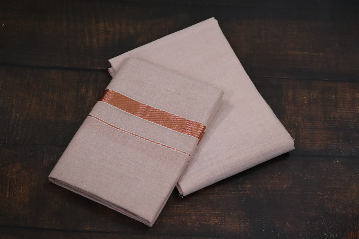 Artsilk Copper Shirt Material +Dhoti