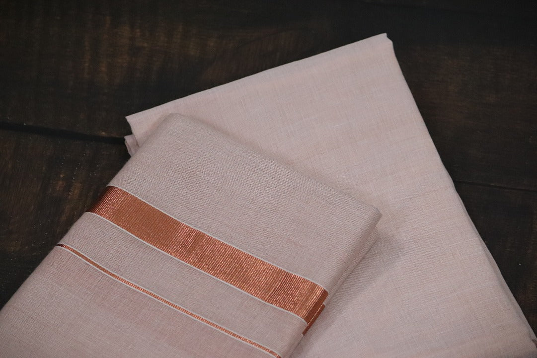 Artsilk Copper Shirt Material +Dhoti