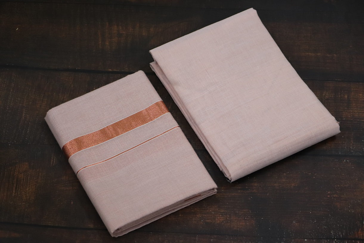 Artsilk Copper Shirt Material +Dhoti