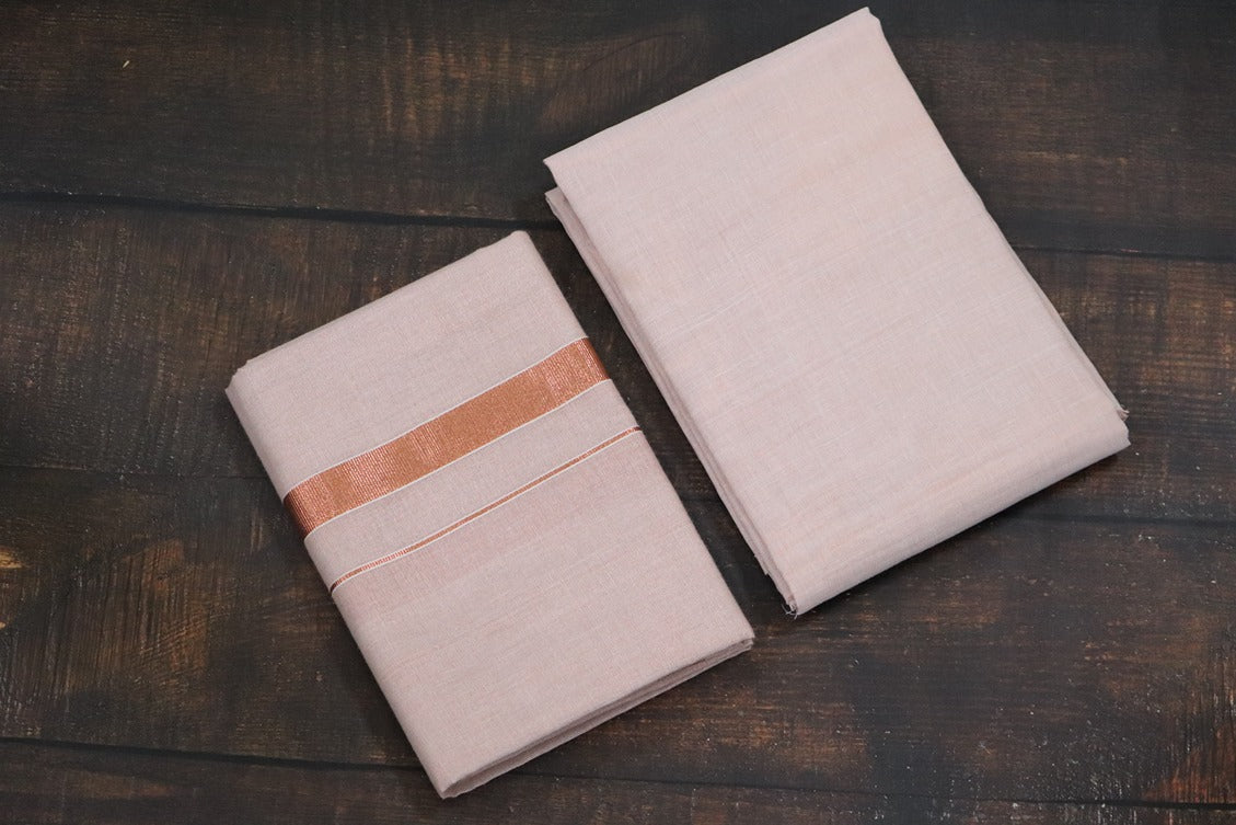 Artsilk Copper Shirt Material +Dhoti