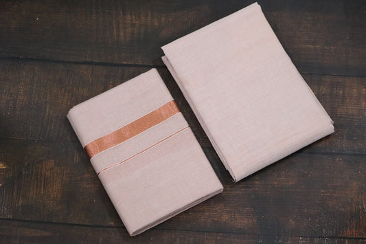Artsilk Copper Shirt Material +Dhoti