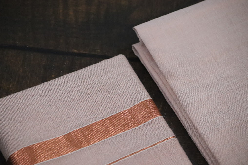 Artsilk Copper Shirt Material +Dhoti