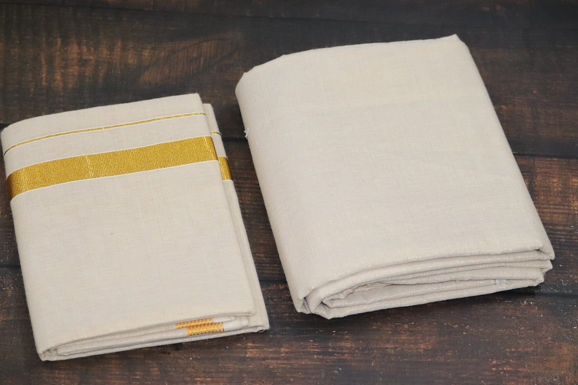 Tissue Gold Shirt Material + Dhoti