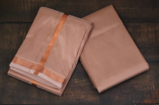 Artsilk Copper Combo Set(Shirt Fabric+Dhoti) with 50k Copper Border