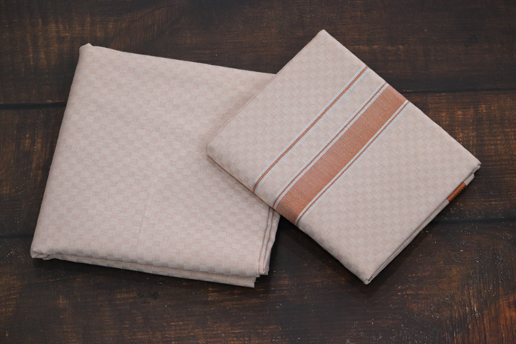 Tissue Chess Copper Shirt Material + Dhoti