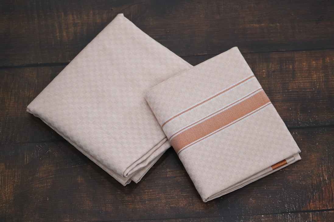 Tissue Chess Copper Shirt Material + Dhoti