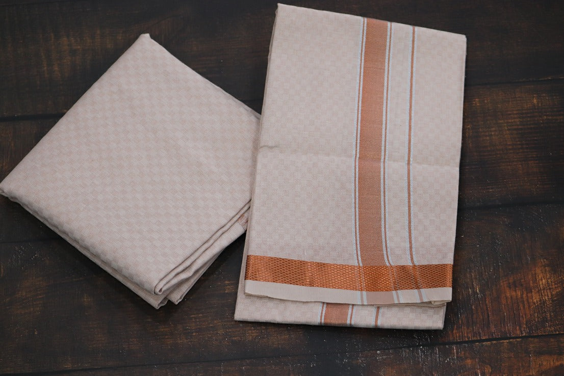 Tissue Chess Copper Shirt Material + Dhoti