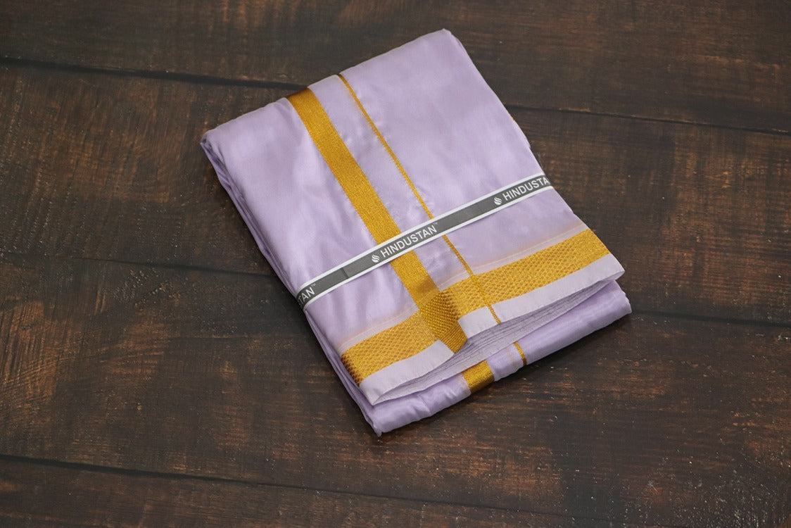 Artsilk Ultra Violet Shirt + Dhoti with 50k Border Set - Full Sleeve