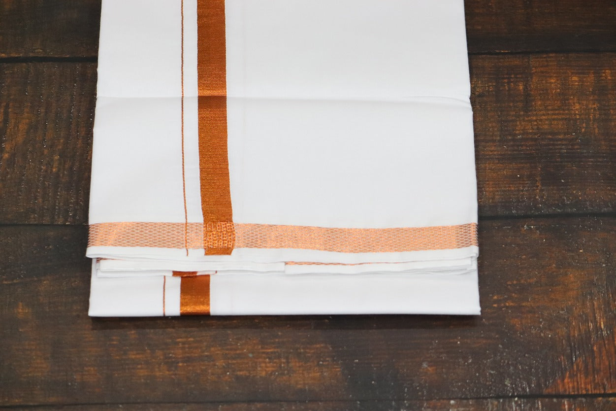 Copper Jari 30k Border Dhoti - 2mtr