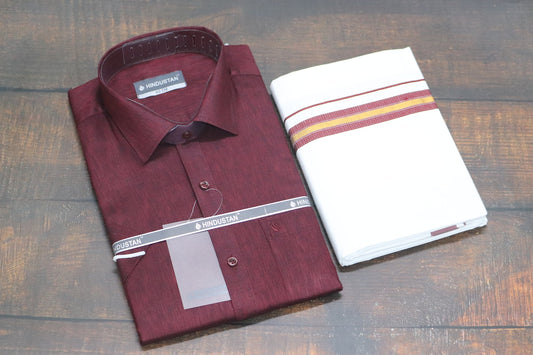 Matching Shirt & Dhoti Combo Set ( ROYAL MAROON - S1)