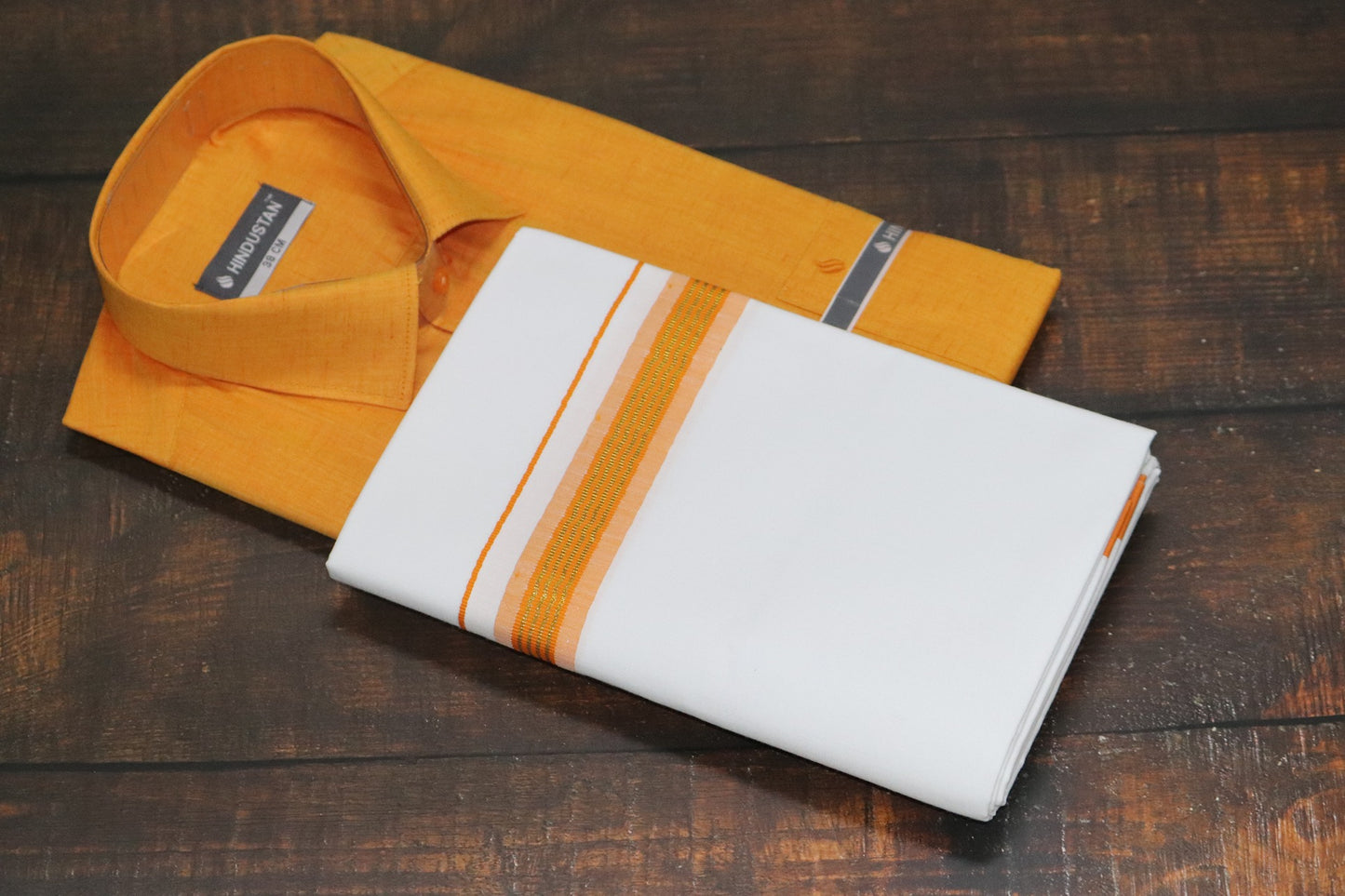 Matching Shirt & Dhoti Combo Set ( SUNSHINE ORANGE - C5)