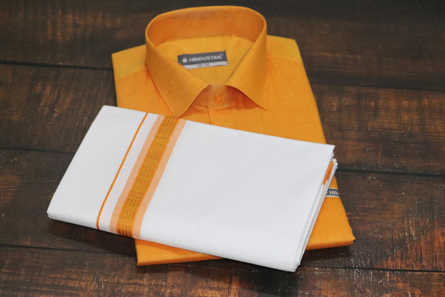 Matching Shirt & Dhoti Combo Set ( SUNSHINE ORANGE - C5)