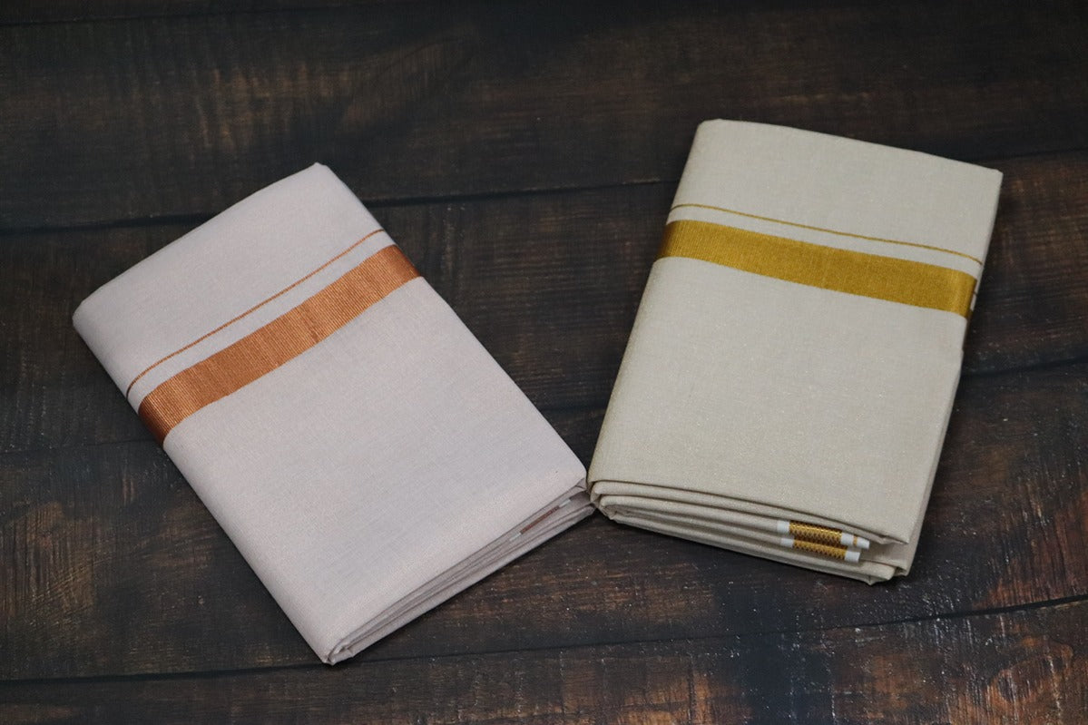 Anandham Tissue with Copper and Gold Jari Border Combo Set - 2mtr