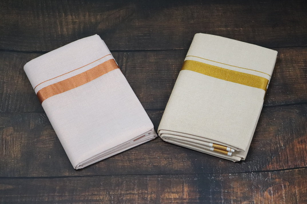 Anandham Tissue with Copper and Gold Jari Border Combo Set - 2mtr
