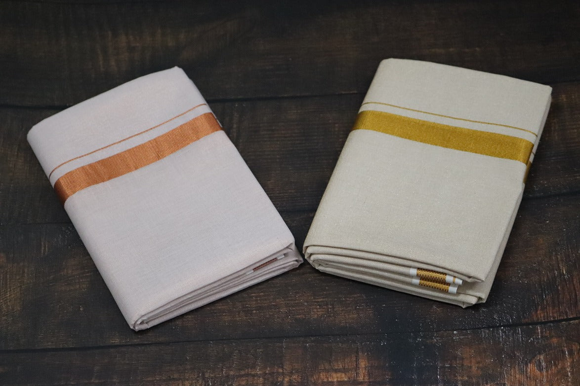 Anandham Tissue with Copper and Gold Jari Border Combo Set - 2mtr