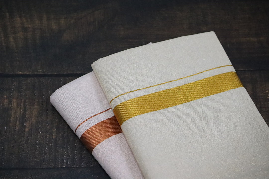 Anandham Tissue with Copper and Gold Jari Border Combo Set - 2mtr