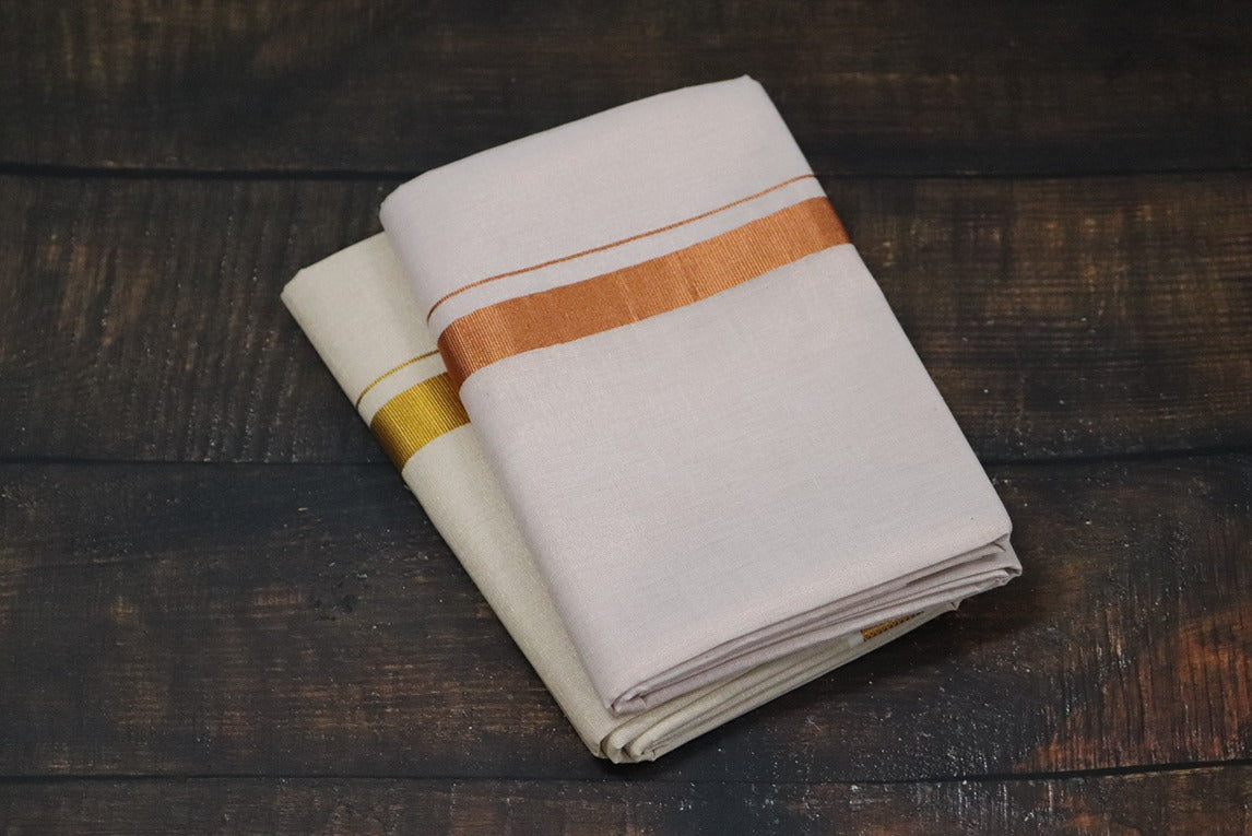 Anandham Tissue with Copper and Gold Jari Border Combo Set - 2mtr