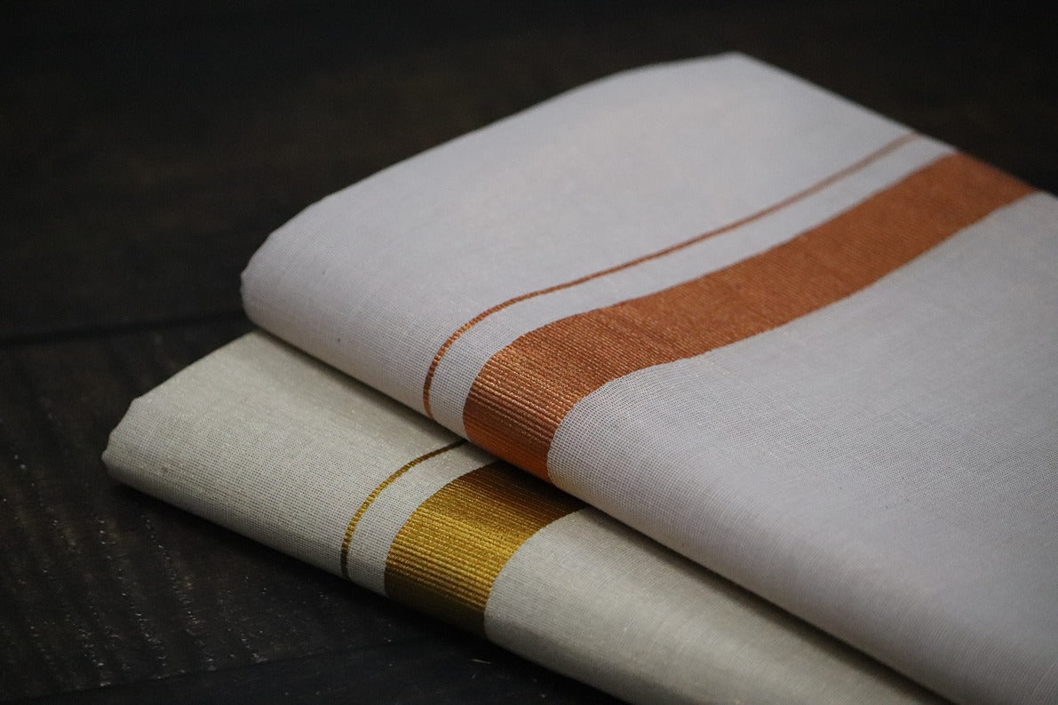 Anandham Tissue with Copper and Gold Jari Border Combo Set - 2mtr