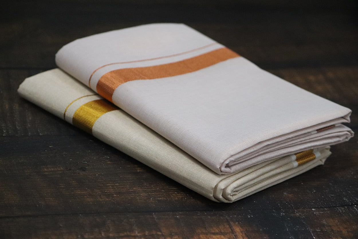 Anandham Tissue with Copper and Gold Jari Border Combo Set - 2mtr
