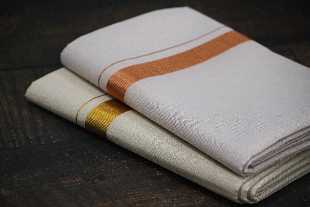 Anandham Tissue with Copper and Gold Jari Border Combo Set - 2mtr