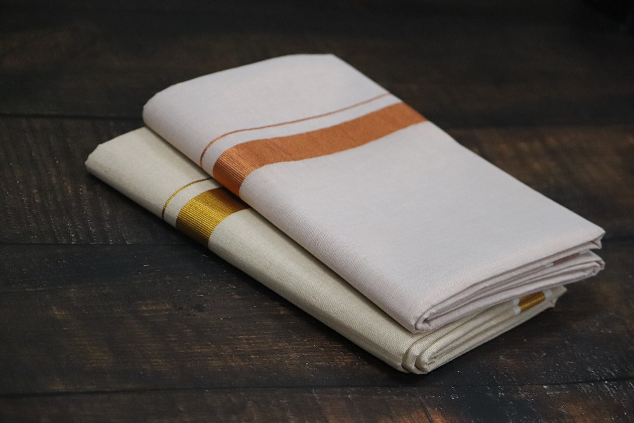 Anandham Tissue with Copper and Gold Jari Border Combo Set - 2mtr