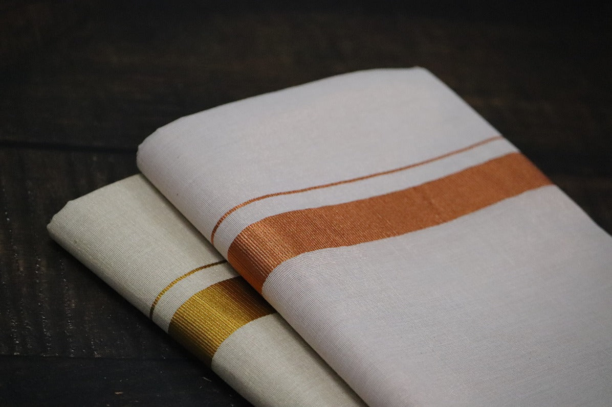Anandham Tissue with Copper and Gold Jari Border Combo Set - 2mtr