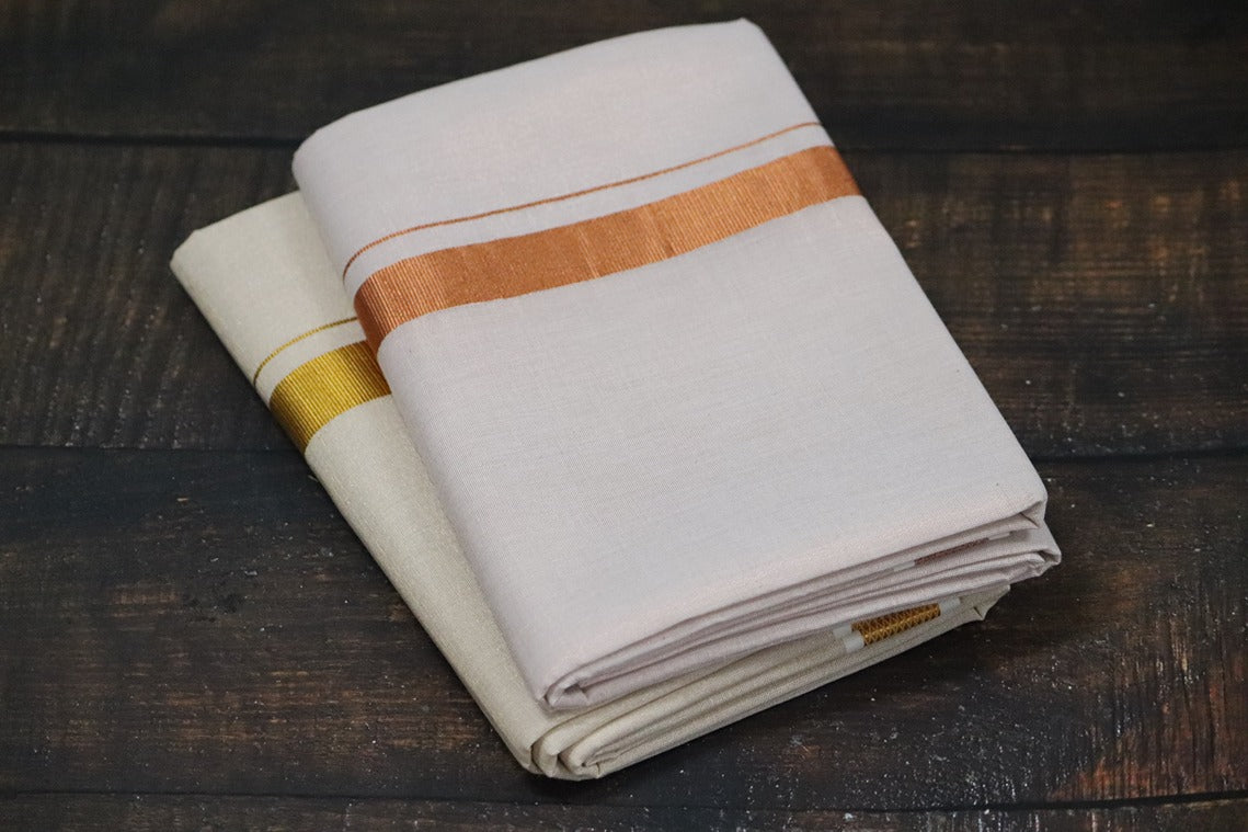 Anandham Tissue with Copper and Gold Jari Border Combo Set - 2mtr