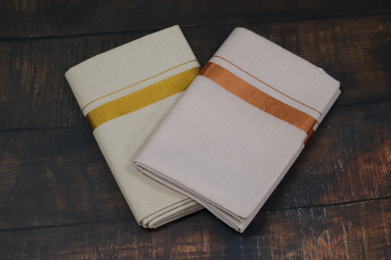 Anandham Tissue with Copper and Gold Jari Border Combo Set - 2mtr