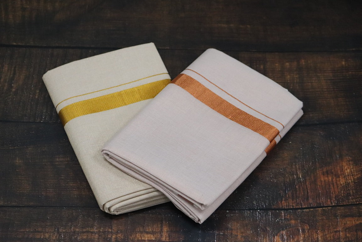 Anandham Tissue with Copper and Gold Jari Border Combo Set - 2mtr