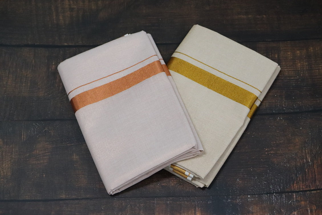 Anandham Tissue with Copper and Gold Jari Border Combo Set - 2mtr