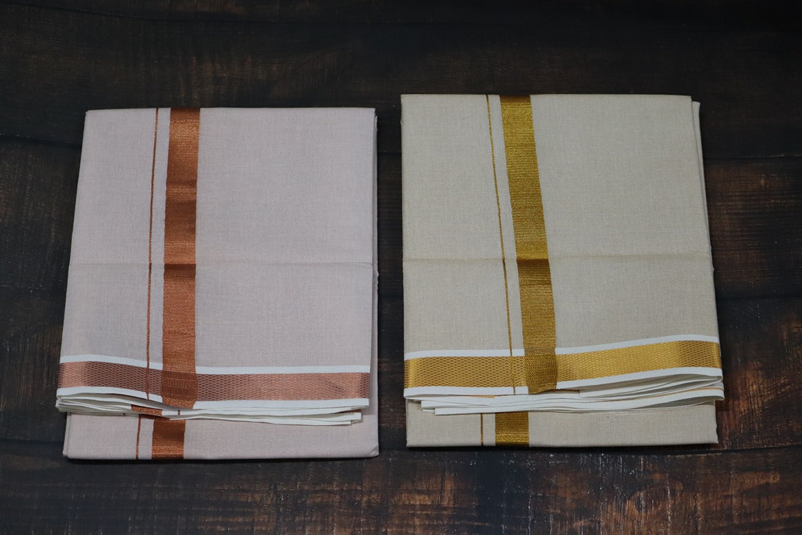 Anandham Tissue with Copper and Gold Jari Border Combo Set - 2mtr