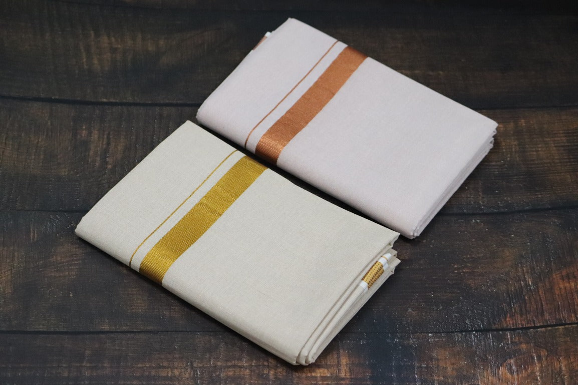 Anandham Tissue with Copper and Gold Jari Border Combo Set - 2mtr