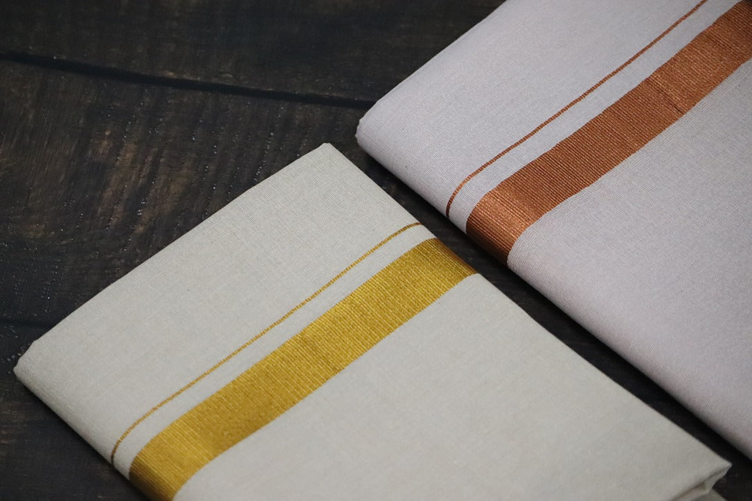 Anandham Tissue with Copper and Gold Jari Border Combo Set - 2mtr