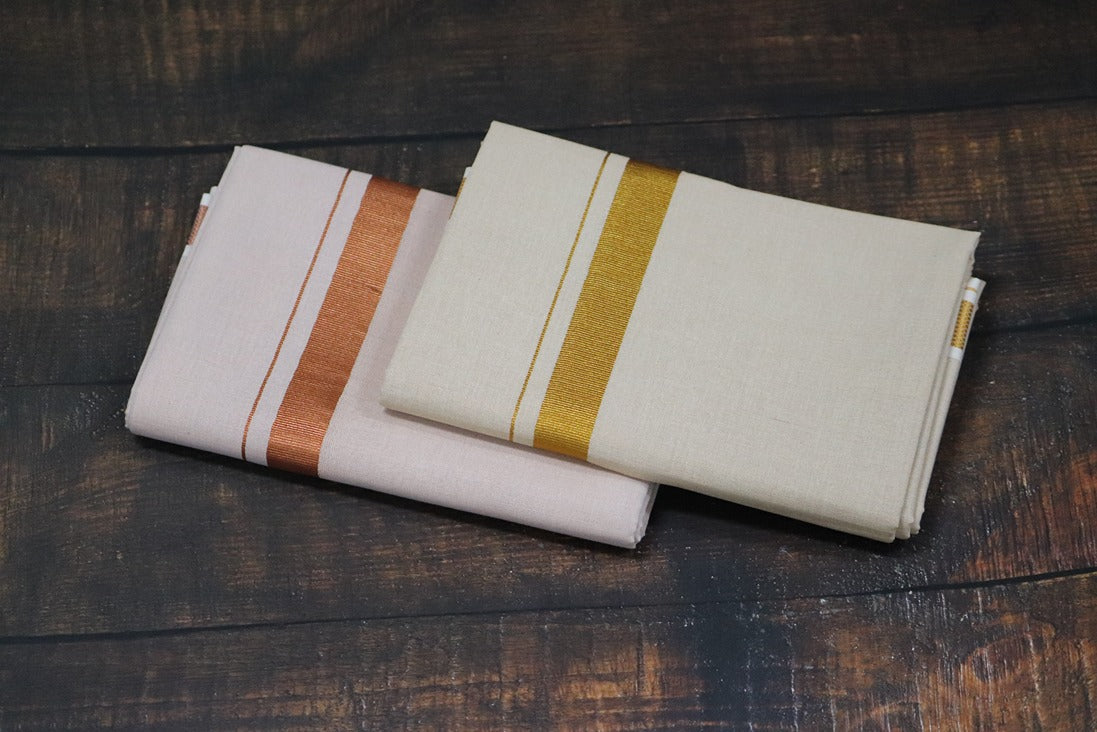 Anandham Tissue with Copper and Gold Jari Border Combo Set - 2mtr