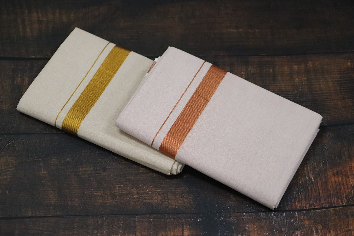 Anandham Tissue with Copper and Gold Jari Border Combo Set - 2mtr