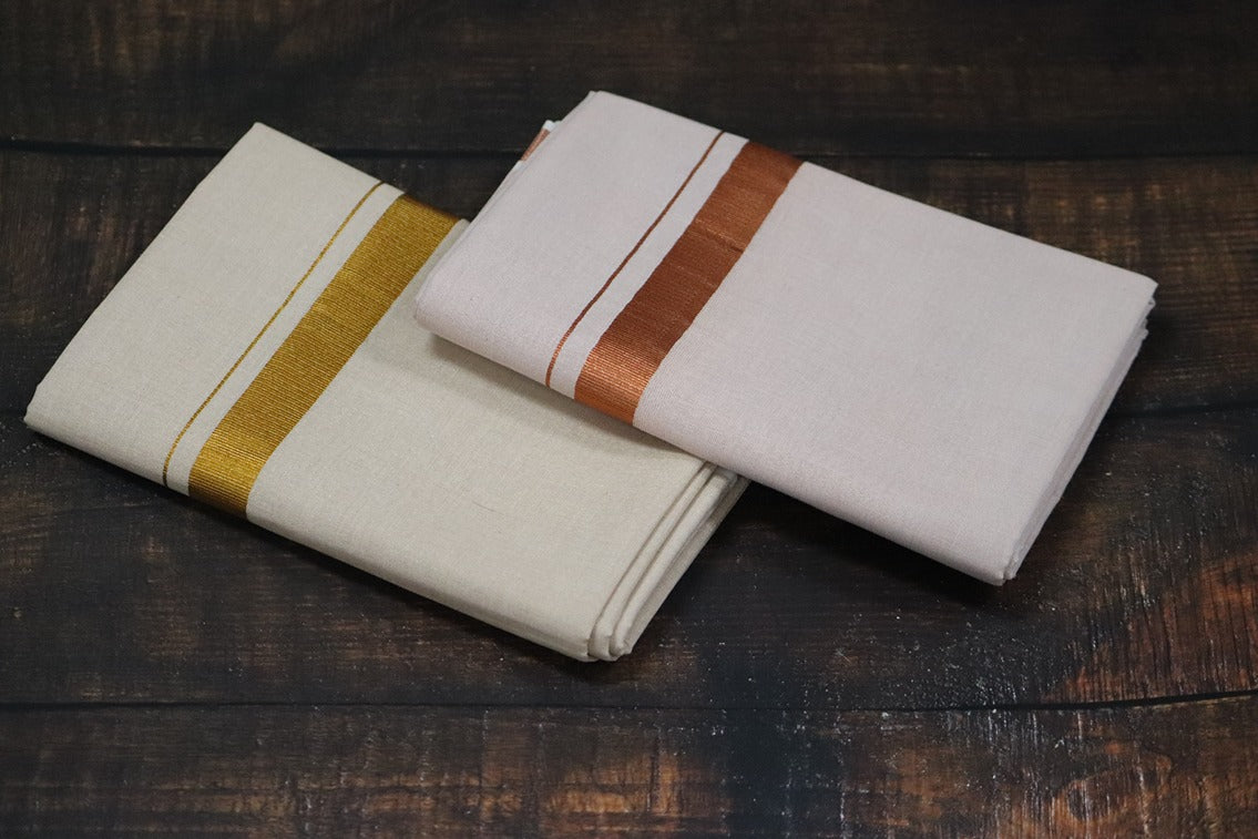 Anandham Tissue with Copper and Gold Jari Border Combo Set - 2mtr