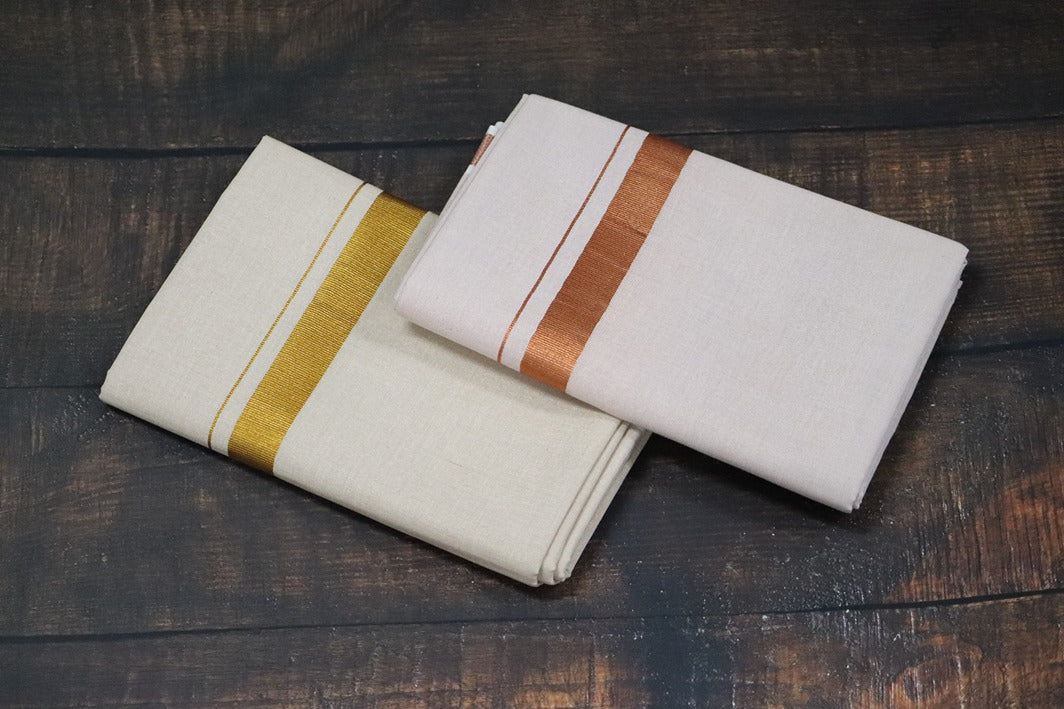Anandham Tissue with Copper and Gold Jari Border Combo Set - 2mtr