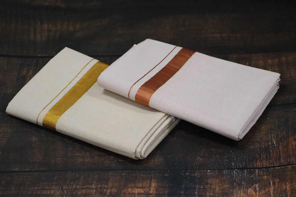 Anandham Tissue with Copper and Gold Jari Border Combo Set - 2mtr