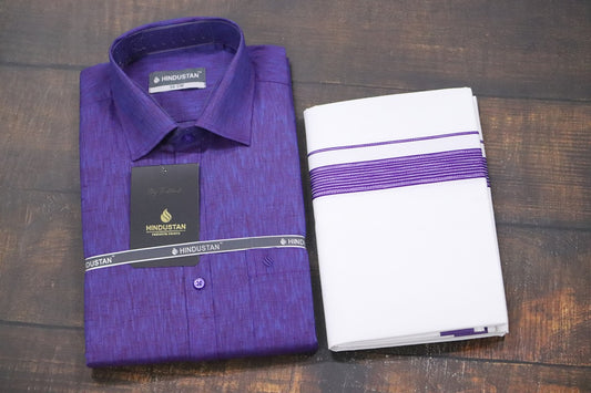 Matching Shirt & Dhoti Combo Set (Indigo Violet - S3)
