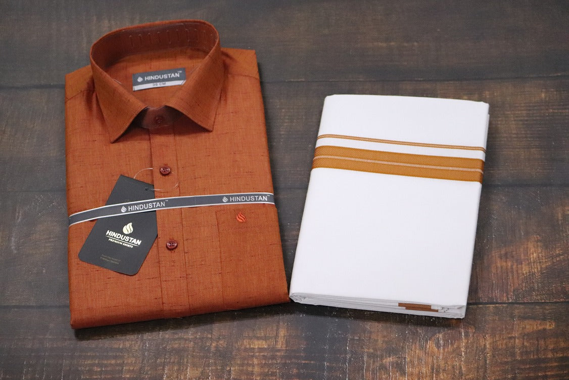 Matching Shirt & Dhoti Combo Set (Space Copper - C7)