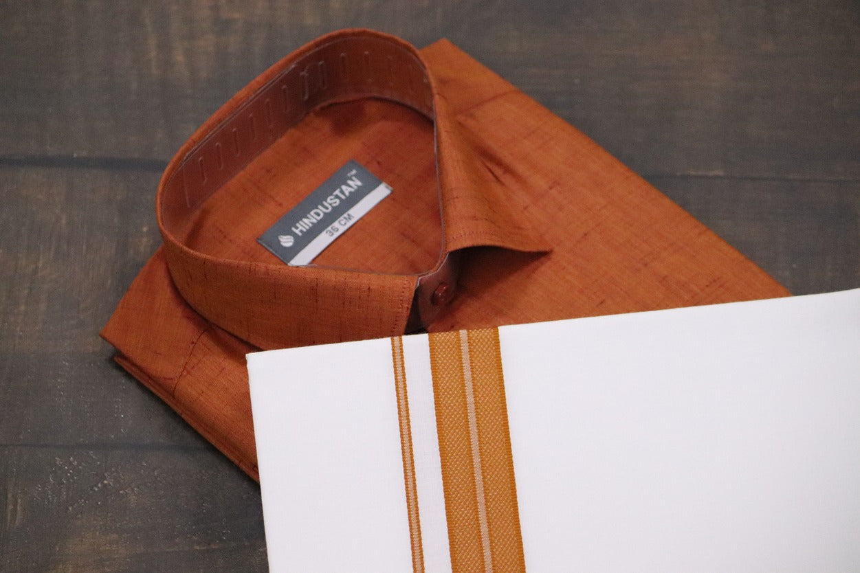 Matching Shirt & Dhoti Combo Set (Space Copper - C7)