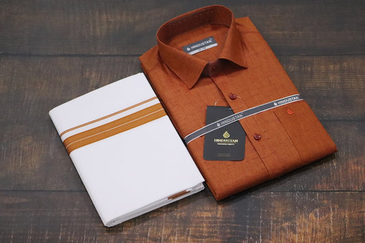 Matching Shirt & Dhoti Combo Set (Space Copper - C7)