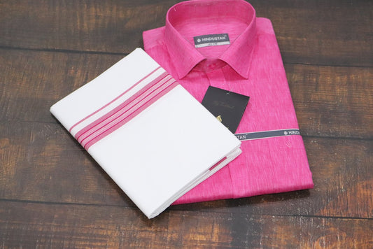 Matching Shirt & Dhoti Combo Set (Rosewood Pink - S2)