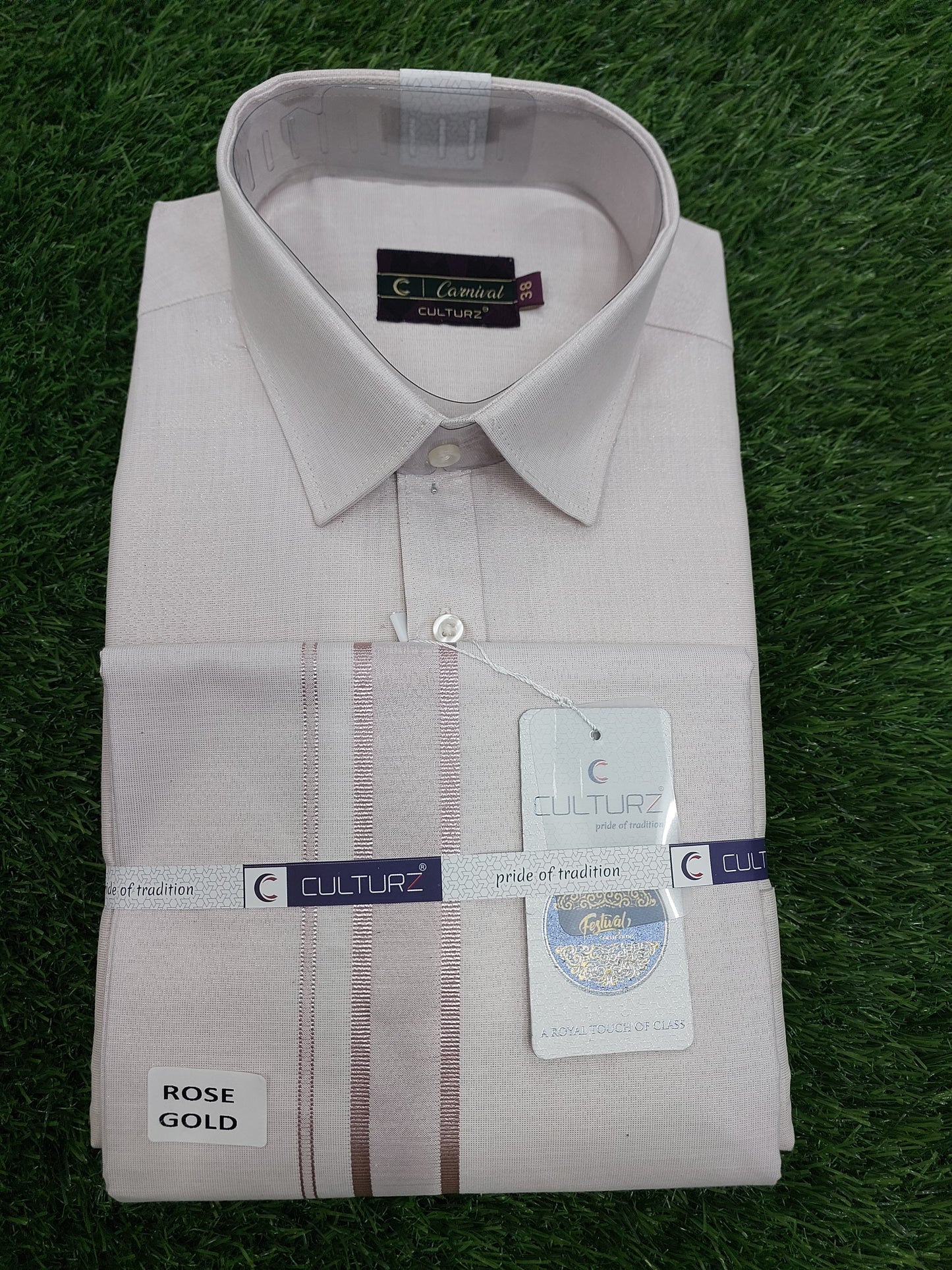 Tissue Rose Pink Matching Shirt & Dhoti Set