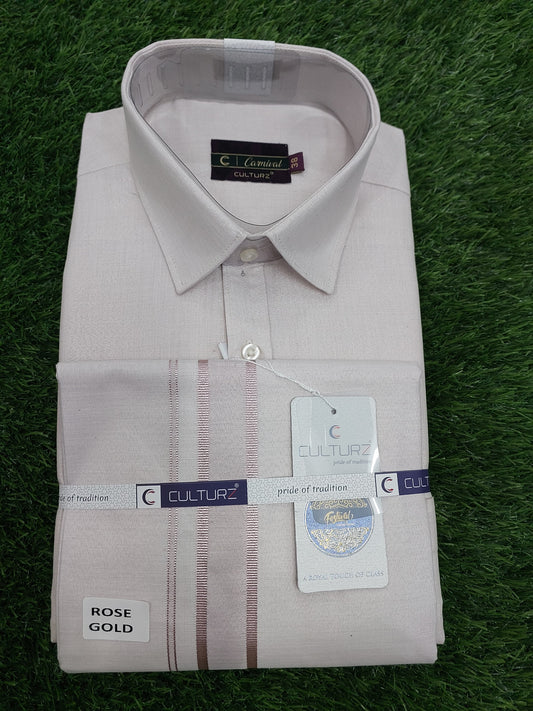 Tissue Rose Pink Matching Shirt & Dhoti Set